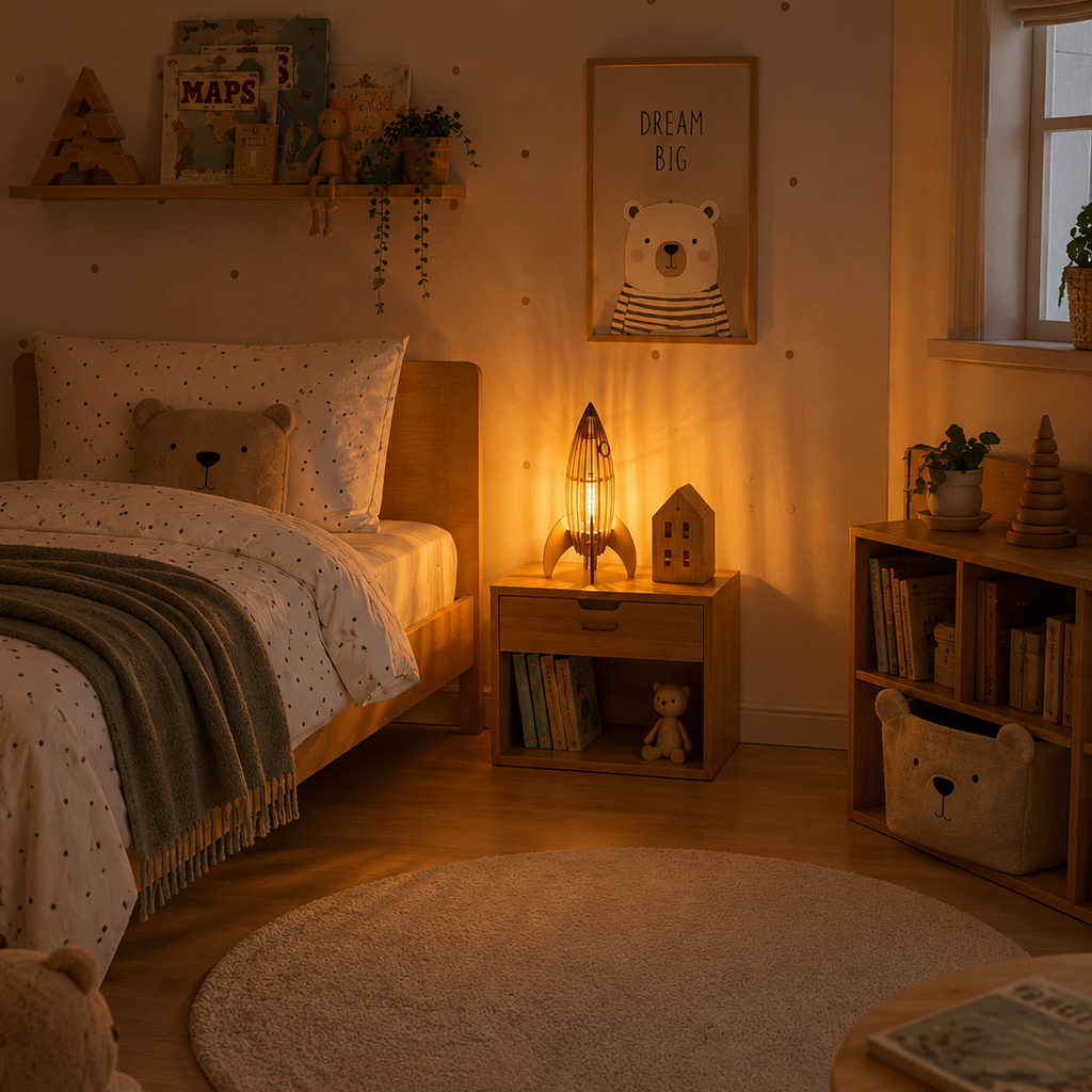 Raketlampe – Lampe til børneværelse med raket design