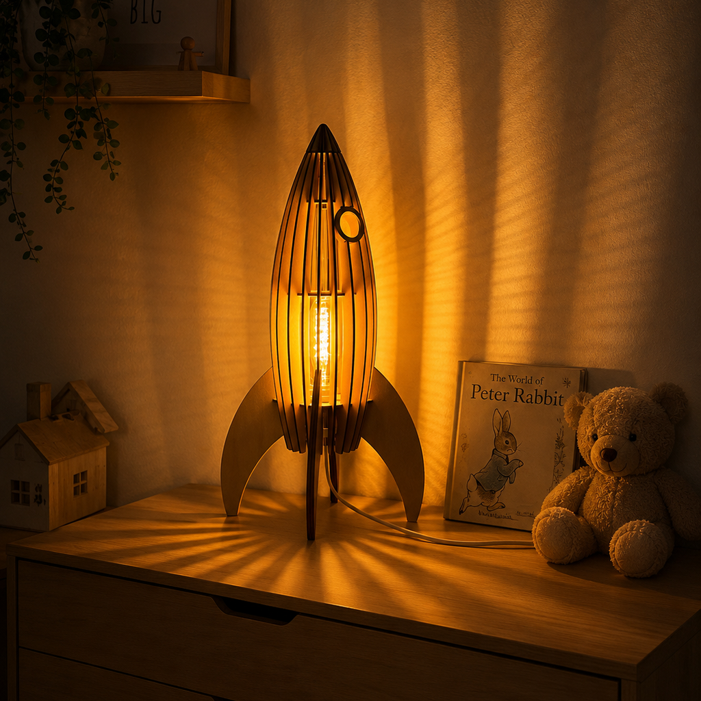 Raketlampe – Lampe til børneværelse med raket design