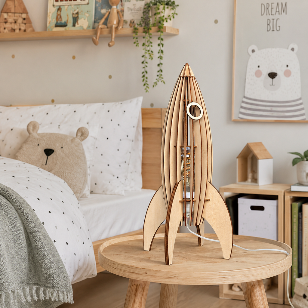Raketlampe – Lampe til børneværelse med raket design